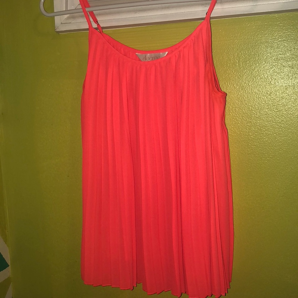 Bright coral pleated tank top